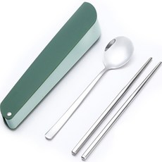 MACH Goyo 纖巧型餐具2件組, 湯匙 + 筷子 + 收納盒, 綠色