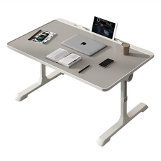 免組裝加大升降床上多功能筆電桌 鋁合金高密度板桌面60*40cm 高度27~38cm, 淺灰色