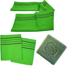 Sieca's 染色線意大利毛巾 2p + 大背小麥 + 染色皂套裝, 綠色, 1組