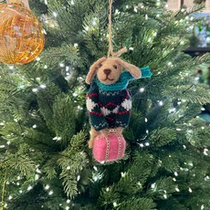 聖誕藍針織貴賓犬樹裝飾品, Natural(14cm), 1個