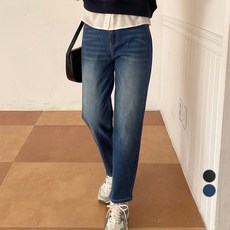 afinar 女款寬鬆版型內鬆緊帶超彈力牛仔褲