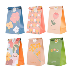 indi.k 綻放花朵紙袋 6入 + 貼紙 6入組, 1組, 盛開花朵