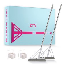 젠투유 물기쓱싹 4중날 실리콘 빗자루 + 후크 세트, 2세트, 화이트그레이