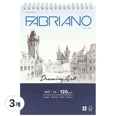 FABRIANO Boutique Drawing Art 素描本 AS01 上翻線圈 120g 白色 40張, A6, 3個