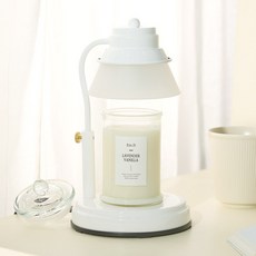 에인디 매직 타이머 캔들워머 + 소이캔들 370g 세트, 라벤더바닐라, 화이트