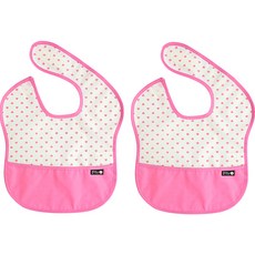 플리에 배색 방수 이유식 턱받이, 34크림핑크하트, 1개