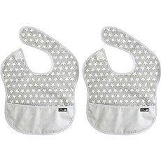 플리에 배색 방수 이유식 턱받이, 10그레이흰별, 1개