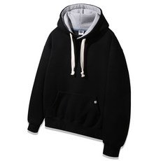 ALVINCLO 男女通用 撞色素面刷毛寬鬆連帽T恤 AVH857