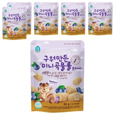 HOME&KiDS 迷你穀物小捲心, 藍莓口味, 80g, 6包