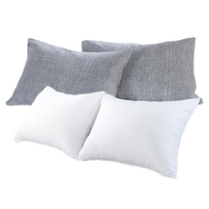 g BEDDING 粉彩蜜桃絨枕頭套 2入 + 雲朵枕芯 2入 套組, 1組, 灰色
