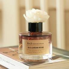 Ein.D 經典車&室內用大容量擴香瓶 + 花朵造型擴香棒組, Bulgarian Rose, 110ml, 1組