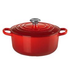 LE CREUSET 圓型鑄鐵鍋 黑頭, 20cm, 櫻桃紅, 1個