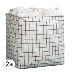 折疊方形衣服洗衣籃, 白色格子, 2個