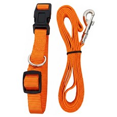 Q寶 寵物精品項圈+拉繩 CY-T528 犬用, 橘色, 1組