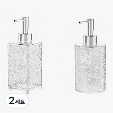 모나코올리브 샹드리에 디스펜서 원형 400ml + 사각 400ml 세트, 투명, 2세트