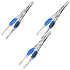 專業藍柄斜型眉夾, 隨機出貨, 3個