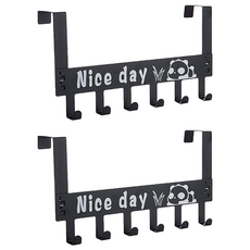 門後掛鉤熊貓 六鉤 金屬材質, 黑色, 2個