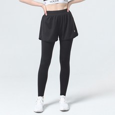 nokjok 女款瑜珈皮拉提斯假兩件短褲九分內搭褲