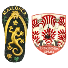 A-ONE 匯旺 西班牙金色蜥蜴可愛磁鐵 + 西班牙科爾多瓦主教座堂 背包貼 2件組, 西班牙金色蜥蜴 + 西班牙科爾多瓦主教座堂, 1.57 x 3.35吋 + 2.5 x 3.1吋