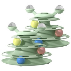 旋轉風車軌道盤 四層貓轉盤 2個, 抹茶綠, 1組