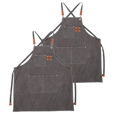 卡特屋 日系工作圍裙 成人加厚工裝款, 沉穩灰色, 2件