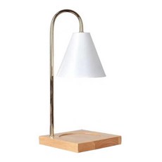 職日生 原木融蠟燈 調光款 胡桃木底座 遙控款 送燈泡x2+香氛蠟燭x1 簡美原木底座 烤漆燈罩, 原木白