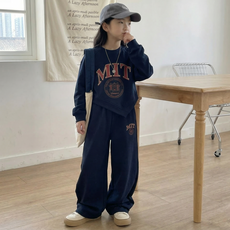 리틀크루 주니어 빈티지 로고 캐주얼 맨투맨 셋업