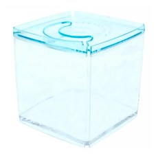 ISTA 伊士達 摩登造型缸 四角缸 可堆疊 迷你水族箱 小魚缸 多肉植物 壓克力缸 鬥魚缸 寵物缸 爬蟲缸, 15.2 x 14.5cm, 藍色, 1個