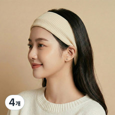 라라듀 탄성 스포츠 헤어밴드, 아이보리, 4개