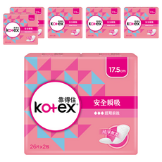 Kotex 靠得住 安全瞬吸護墊 無香, 加長型(17.5cm), 52片, 6包