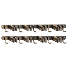 304不銹鋼4夾5鉤拖把/掃把架/掛衣勾/置物架/掛架/壁掛排衣鉤 衛浴室/陽臺/廚房適用, 2個, 槍灰色