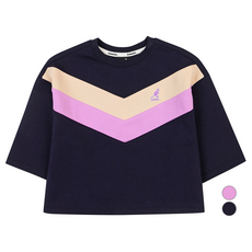 캉골키즈 아동용 라인 디테일 크롭 트레이닝 티셔츠 PA 2702