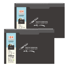 CCHING 青青文具 口袋素描本黑卡 18K Sketchbook, 2本