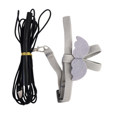 鸚鵡彈性翅膀胸背帶 + 牽繩套組, 1組, 灰色