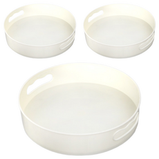 小麥購物 多功能旋轉收納盤 C018 170g, 象牙白, 3包