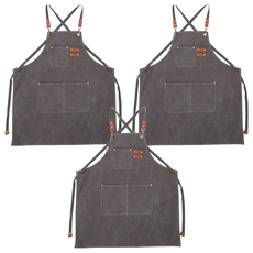 卡特屋 日系工作圍裙 成人加厚工裝款, 沉穩灰色, 3件