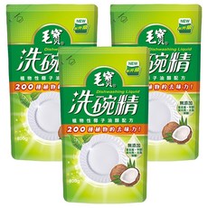 毛寶 洗碗精 補充包 椰子油 植物性配方 200種植物去味, 800g, 3包