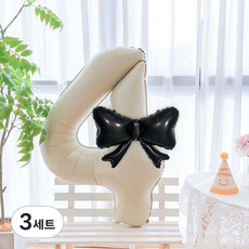 피앤비유니티 리본풍선 숫자 모자세트, 04 크림앤블랙(4), 3세트