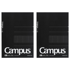KOKUYO Campus A5大人便條本 5mm方格 70g/m² 70張, 2本, 黑