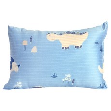 EmBrace 英柏絲 兒童水洗枕 加大100%天絲 純棉 大童枕 雙面不同材質, 38 x 55cm, 小恐龍藍