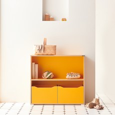 소르니아 롤리 교구장 + 수납박스 2p 방문설치, 옐로우, 2단