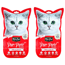 Kit Cat 呼嚕嚕肉泥 皮毛保健配方 4條, 鮪魚, 60g, 2包