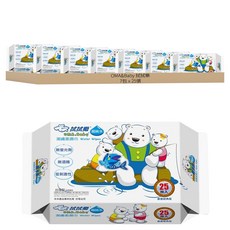 OMA&Baby 拭拭樂 超純水親子熊潔膚柔濕巾 無螢光劑 無酒精 低刺激性, 25張, 7包, 40gsm