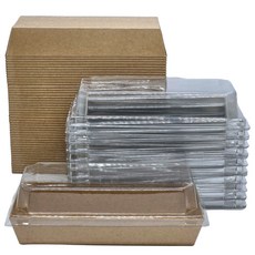 어반플레어 직사각형 크라프트 핫도그 용기 세트, 50개입, 1개