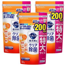 Kao 花王 Cucute 珂珂透 柑橘油清潔粉補充包 約200回分 特大尺寸 食洗機專用, 900g, 3包
