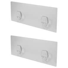 Easy 易立家 長方形雙勾貼片 透明色 黏著式掛勾 無痕安裝, 2個