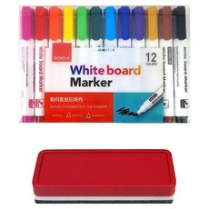 DONG-A 白板筆 + 板擦, 粉紅色, 紅色, 橘色, 黃色, 淺綠色, 綠色, 天藍色, 藍色, 紫色, 黃土色, 棕色, 黑色, 1個