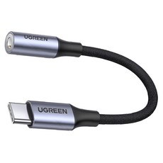 UGREEN 綠聯 Type-C轉3.5mm音源傳輸線 DAC晶片 HiFi版, 10cm, 太空灰色, 1盒