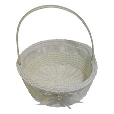 lilydress 木質花童籃 圓形 特大 LPRF03, 奶油色, 1個