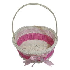 lilydress 木質花童籃 圓形 特大 LPRF03, 粉紅色, 1個